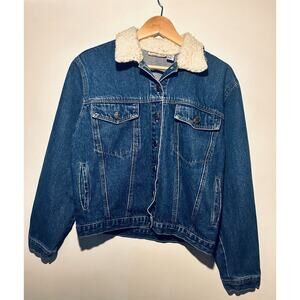 VINTAGE SHEPLERS BLUE SHERPA LINED‎ DENIM JACKET /woman’s Medium / USA MADE